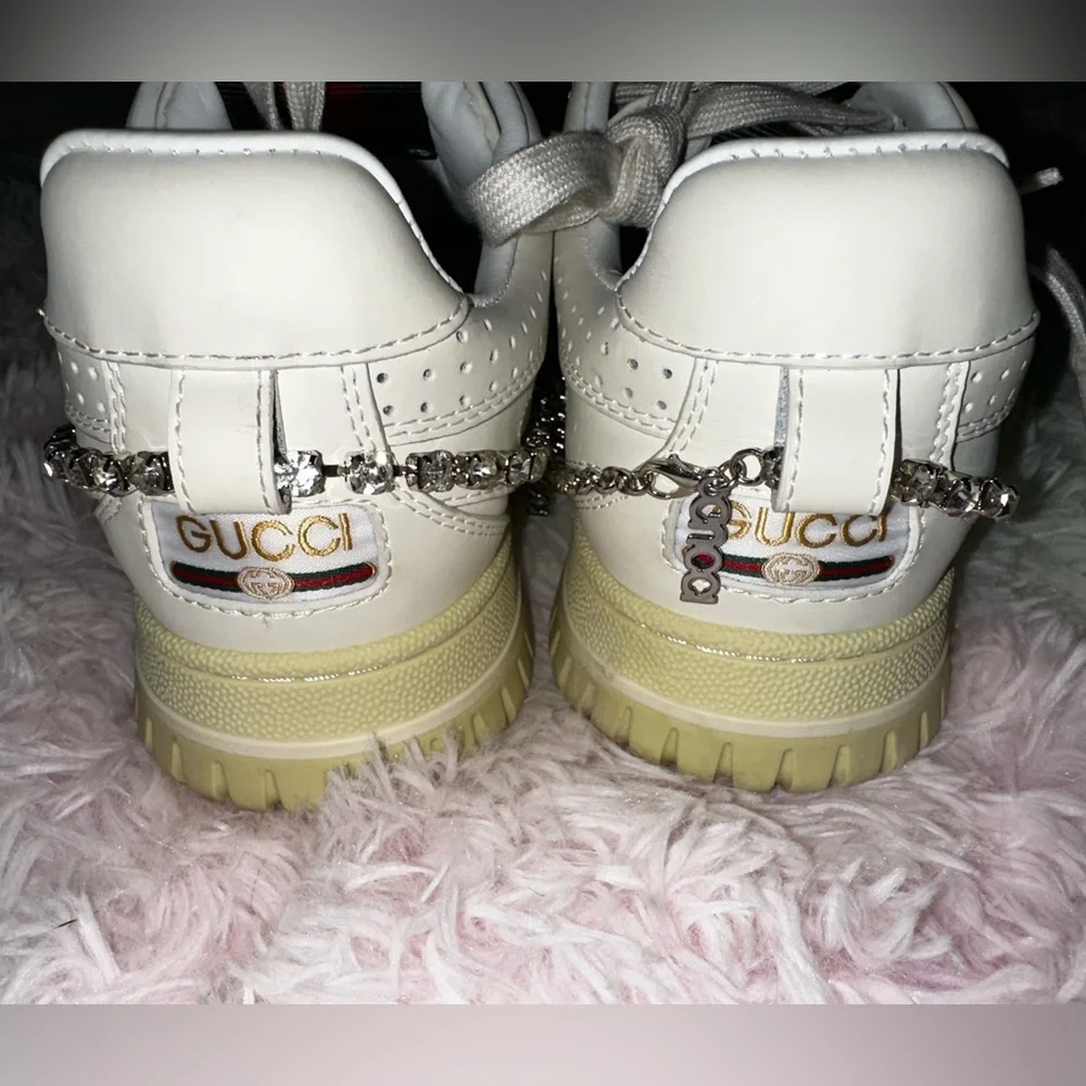 New Gucci Re-Web Crystal Chain Sneakers Size 38